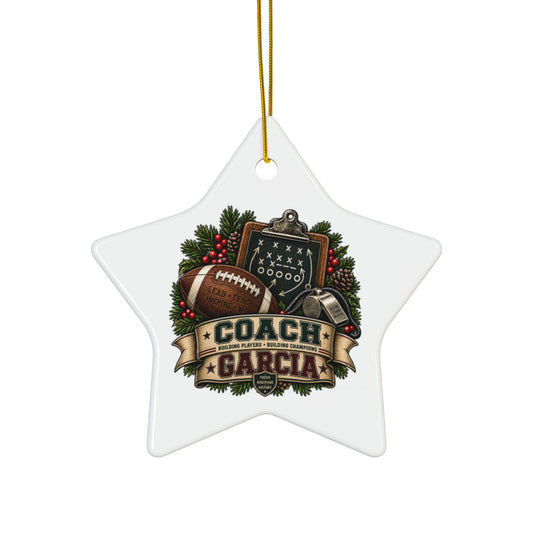 Personalized Football Coach Christmas Ornament, Custom Coach Name Gift, Football Team Keepsake, Double Sided Ceramic Holiday Decoration