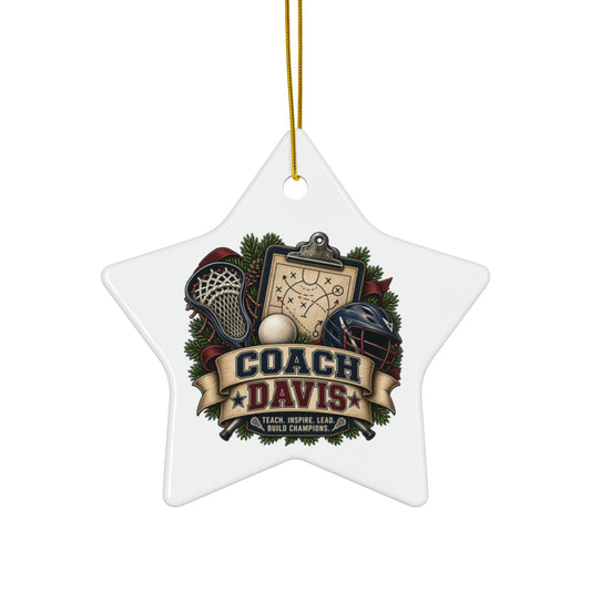 Lacrosse Coach Christmas Ornament Personalized Coach Gift, Coach Holiday Keepsake, Lacrosse Team Gift, Double Sided Ceramic Ornament