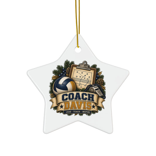 Volleyball Coach Ornament, Personalized Coach Gift, Coach Davis Christmas Ornament, Volleyball Team Gift, Double Sided Ceramic Keepsake