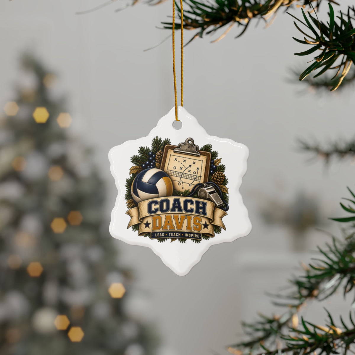 Volleyball Coach Ornament, Personalized Coach Gift, Coach Davis Christmas Ornament, Volleyball Team Gift, Double Sided Ceramic Keepsake