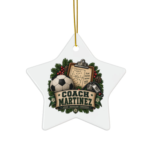 Personalized Soccer Coach Christmas Ornament, Custom Coach Name Gift, Soccer Team Keepsake, Design Printed On Both Sides