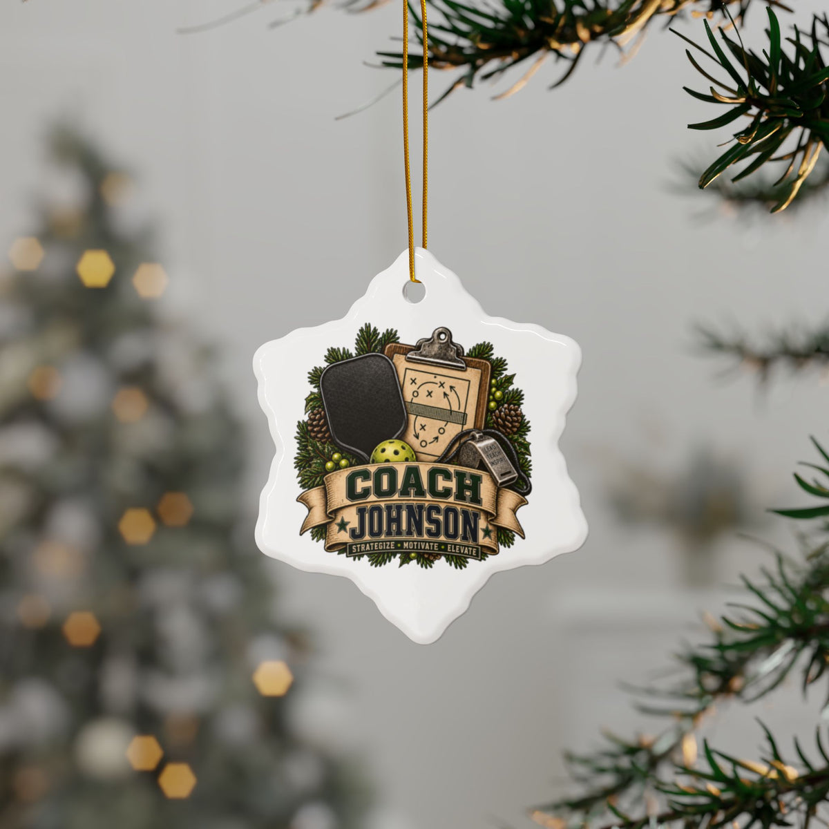 Personalized Pickleball Coach Christmas Ornament, Custom Coach Name Ceramic Ornament, Pickleball Team Gift, Coach Appreciation Keepsake