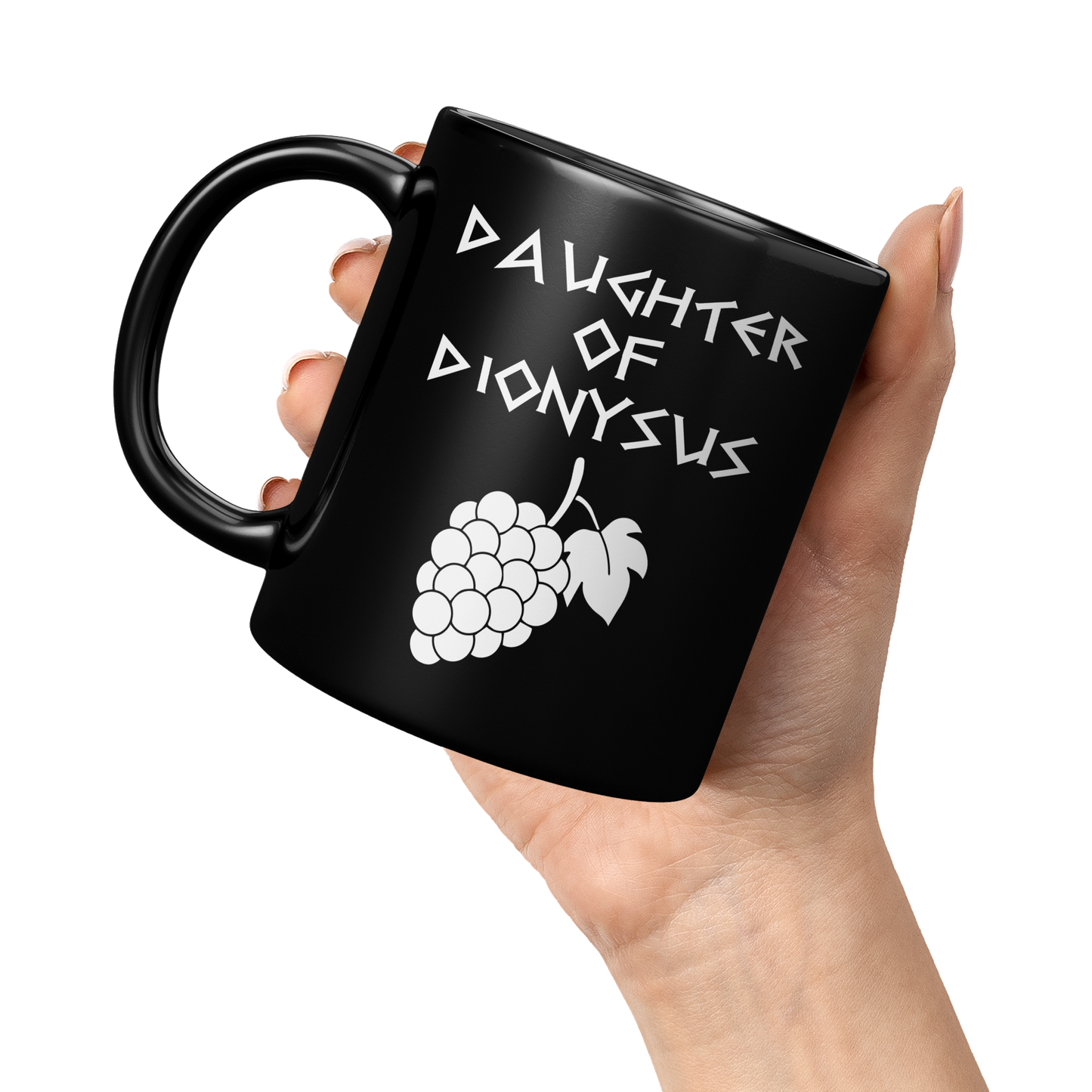 Daughter_of_Dionysus_11oz_black_mug_11oz_Black_LH_Model_Mockup.png