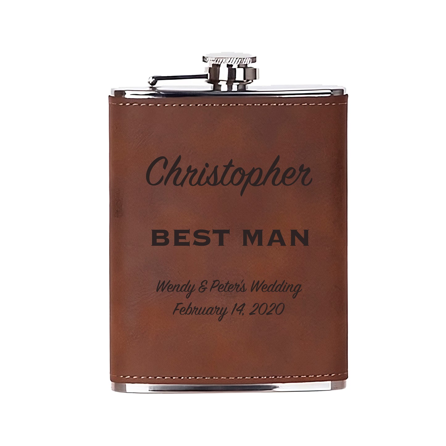 Personalized Wedding 8oz Hip Flask Keepsake - Groomsmen -  Best Man Gifts
