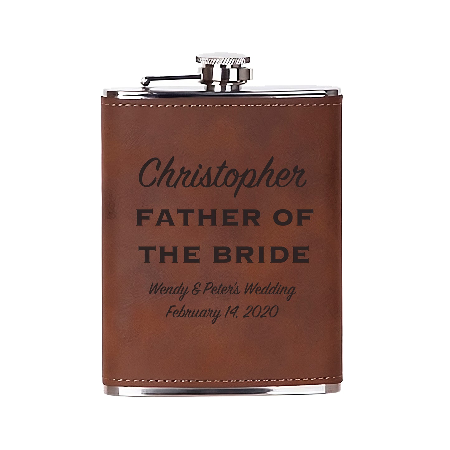 Personalized Wedding 8oz Hip Flask Keepsake - Groomsmen -  Best Man Gifts