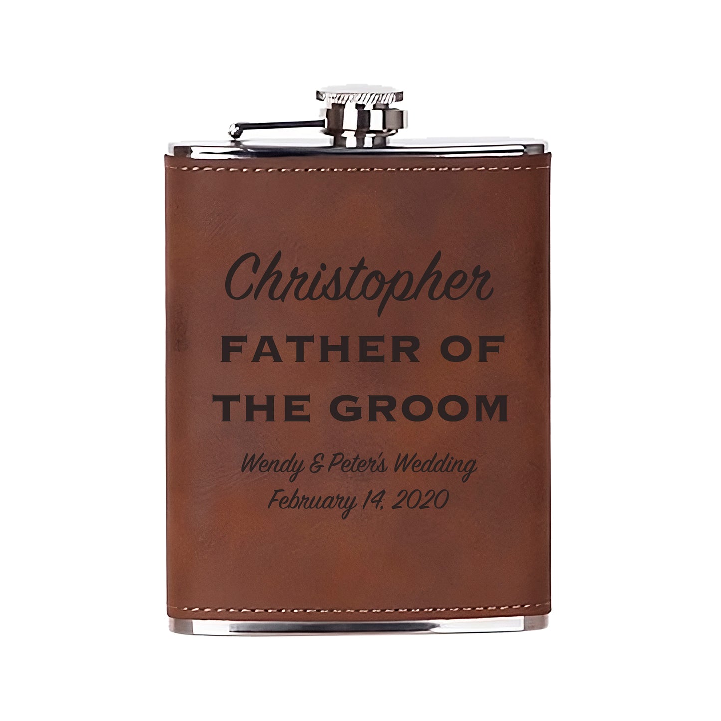 Personalized Wedding 8oz Hip Flask Keepsake - Groomsmen - Best Man Gifts