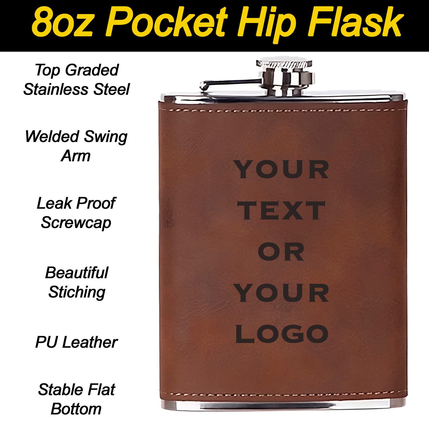 Personalized Wedding 8oz Hip Flask Keepsake - Groomsmen -  Best Man Gifts