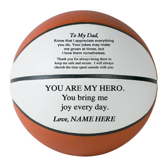 Father's Day Personalized Basketball from son, daughter or kids. Custom Basketball for Dad