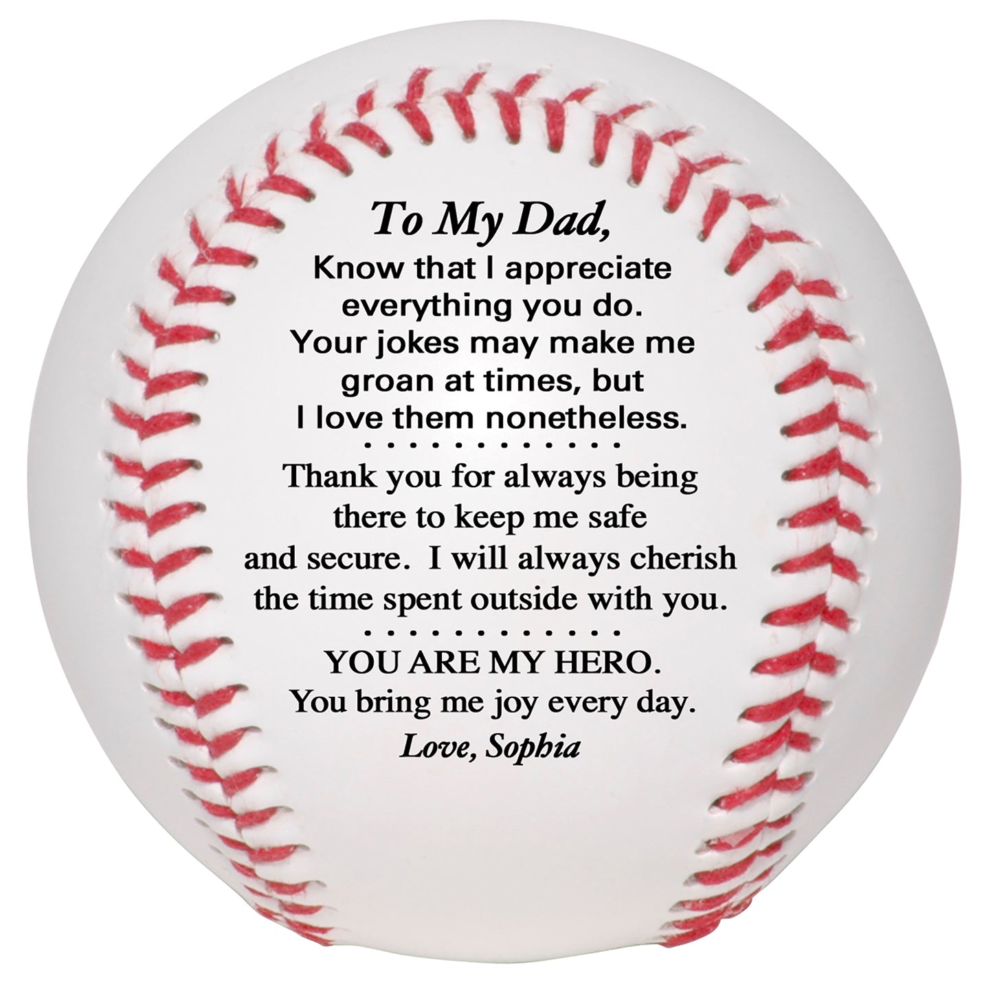 Father's Day Personalized Baseball from son, daughter or kids. Custom Baseball for Dad