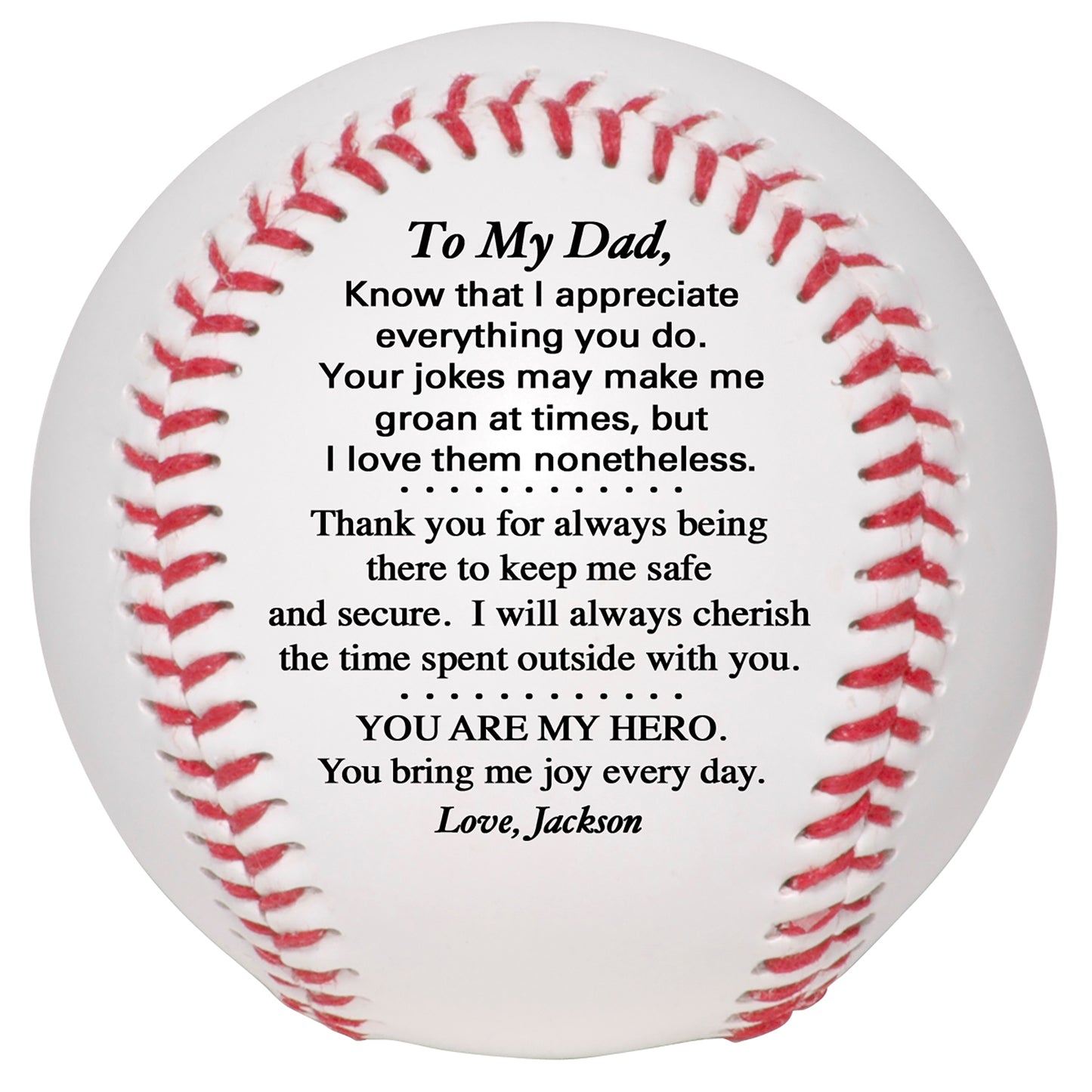 Father's Day Personalized Baseball from son, daughter or kids. Custom Baseball for Dad