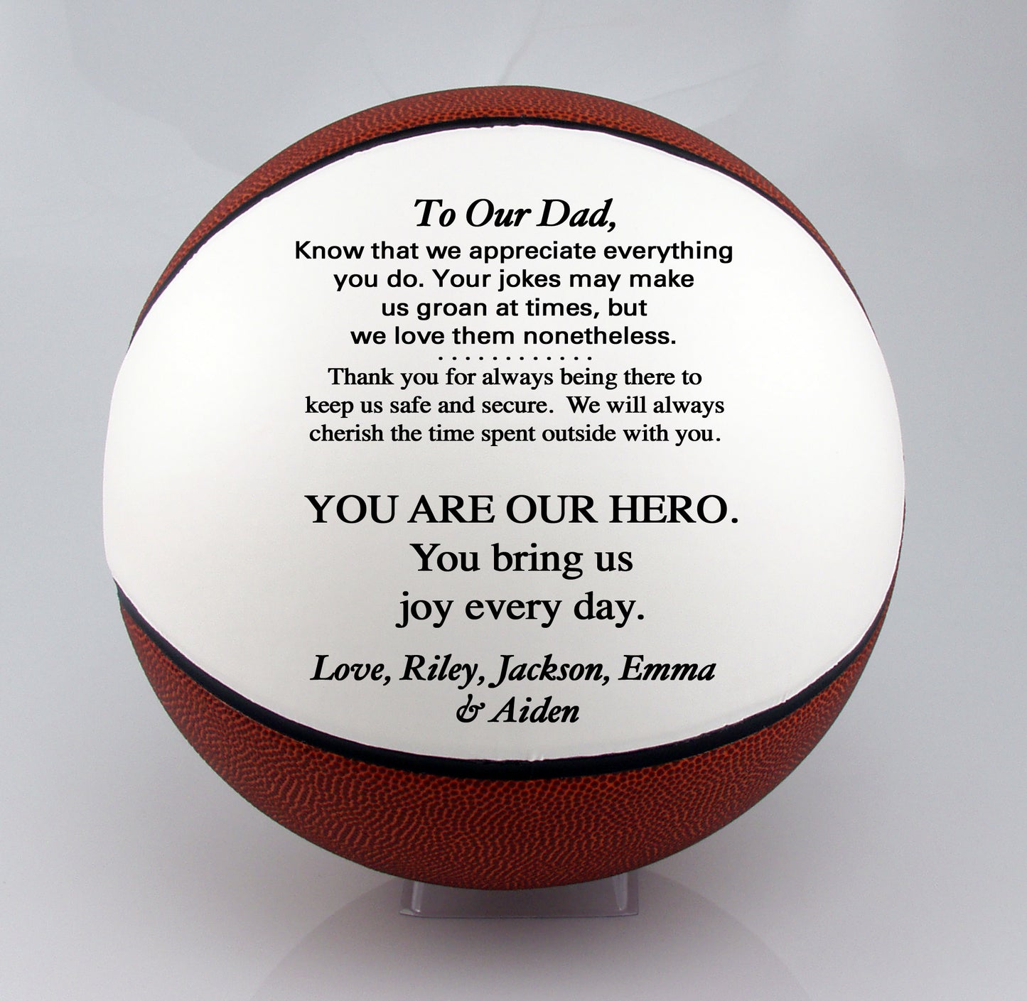 Father's Day Personalized Basketball from son, daughter or kids. Custom Basketball for Dad