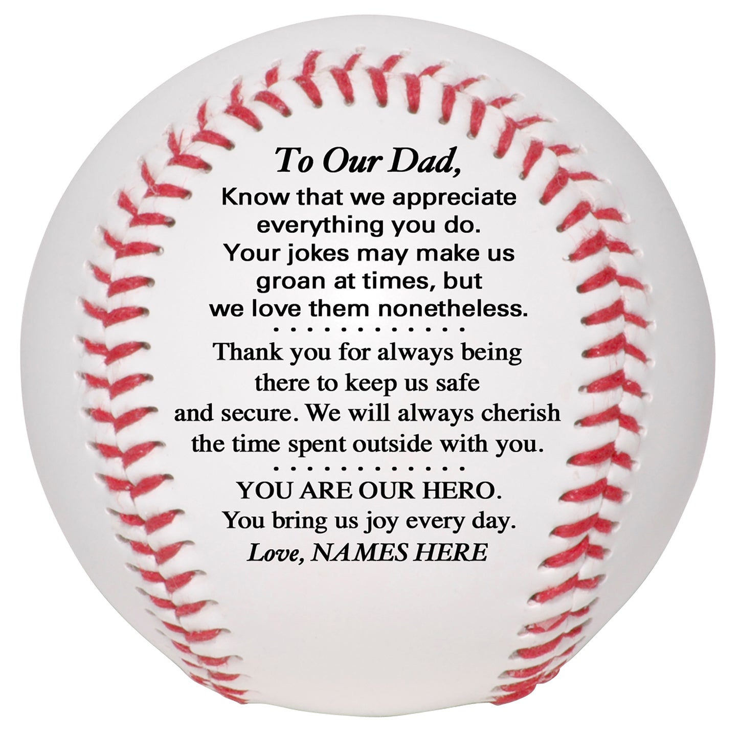 Father's Day Personalized Baseball from son, daughter or kids. Custom Baseball for Dad