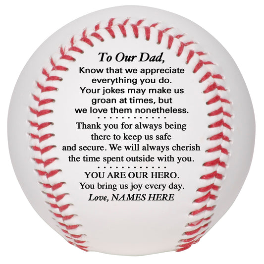 Father's Day Personalized Baseball from son, daughter or kids. Custom Baseball for Dad