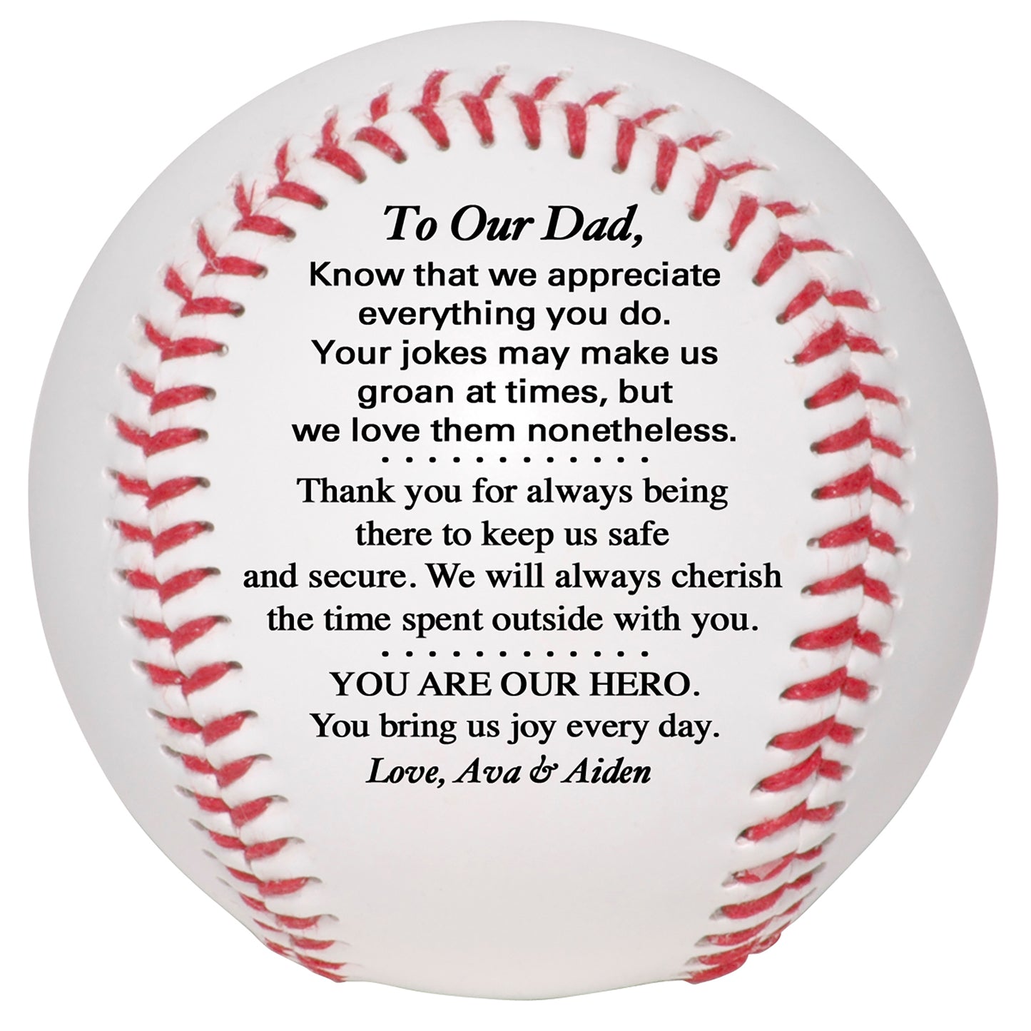 Father's Day Personalized Baseball from son, daughter or kids. Custom Baseball for Dad