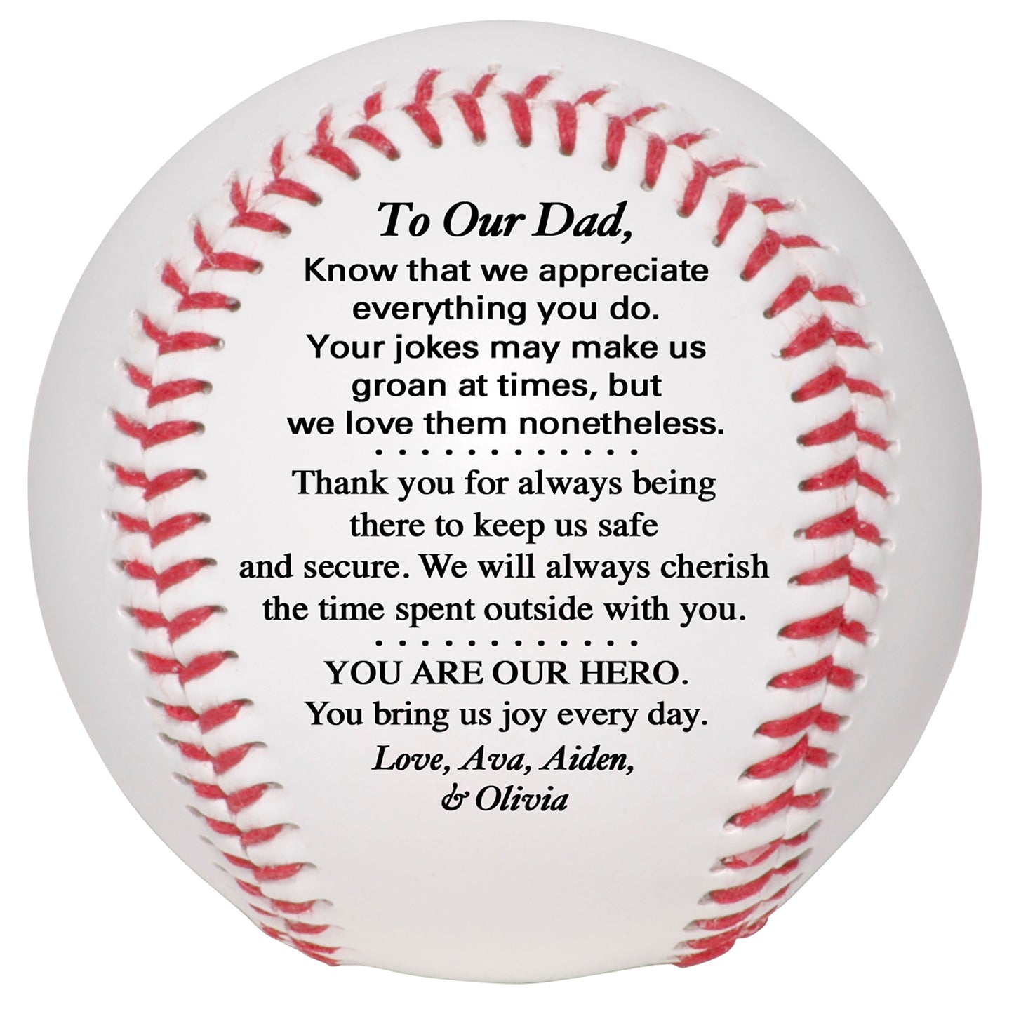 Father's Day Personalized Baseball from son, daughter or kids. Custom Baseball for Dad