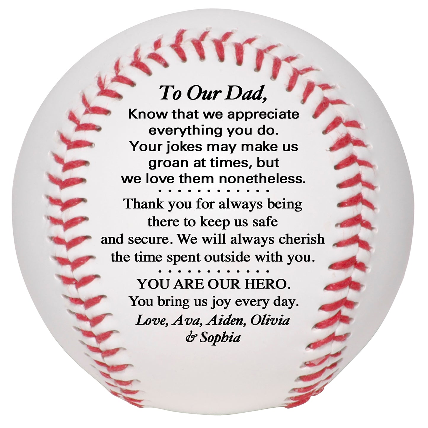 Father's Day Personalized Baseball from son, daughter or kids. Custom Baseball for Dad