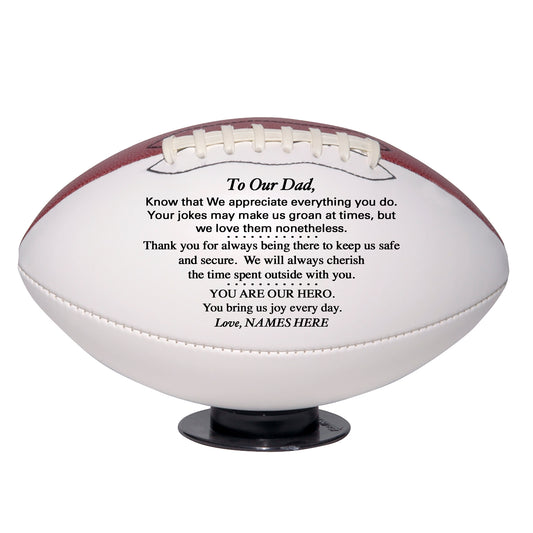 Father's Day Personalized Football from son, daughter or kids.  Custom Football for Dad