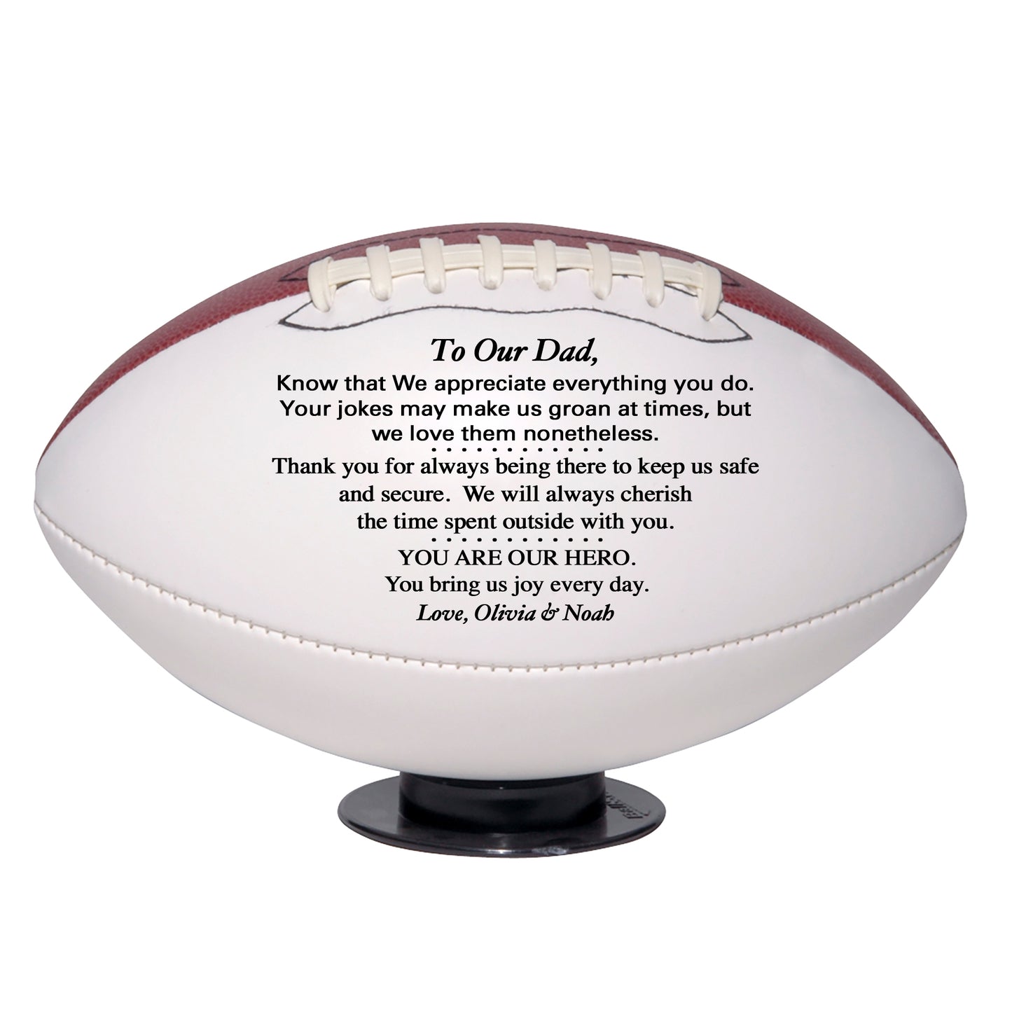Father's Day Personalized Football from son, daughter or kids. Custom Football for Dad