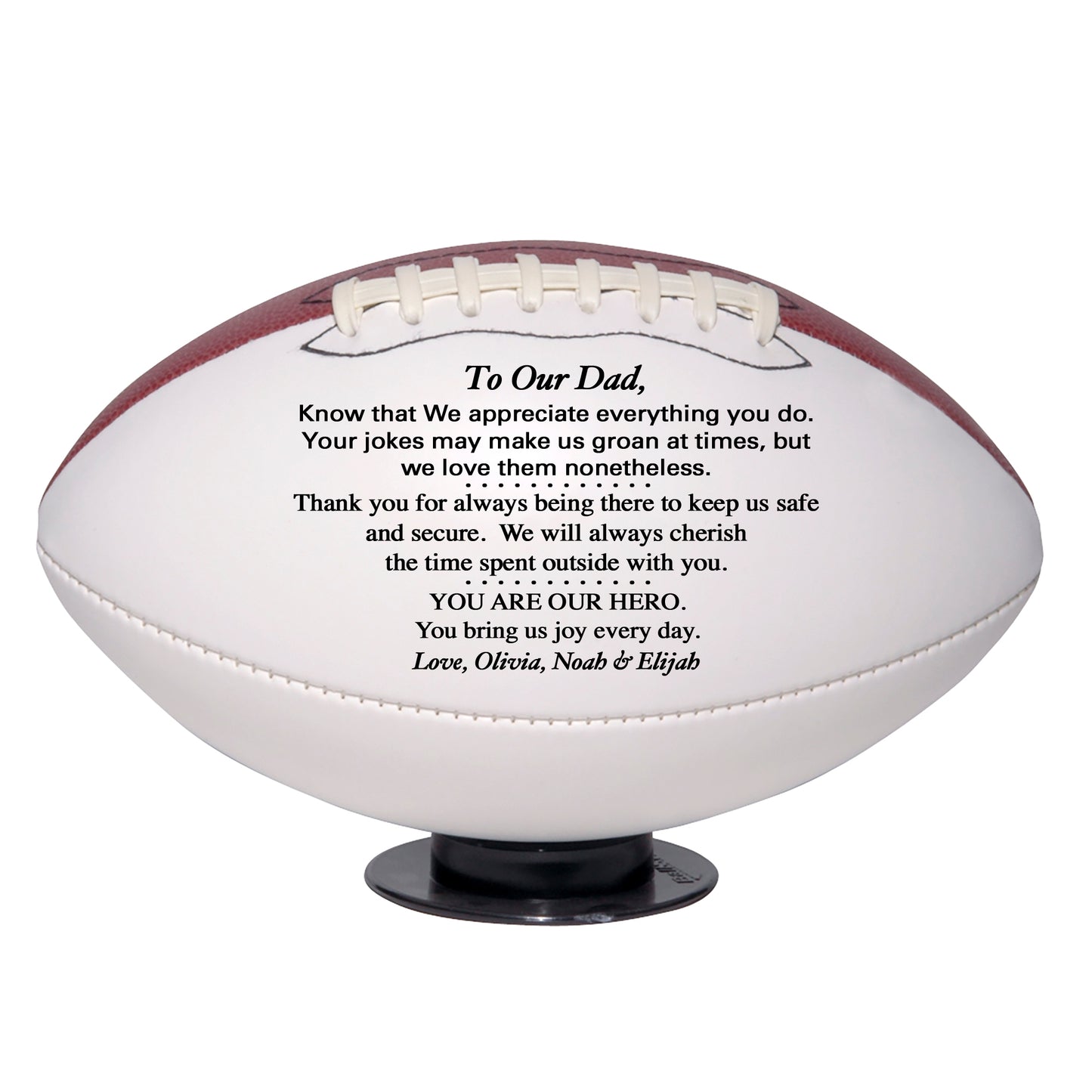 Father's Day Personalized Football from son, daughter or kids. Custom Football for Dad