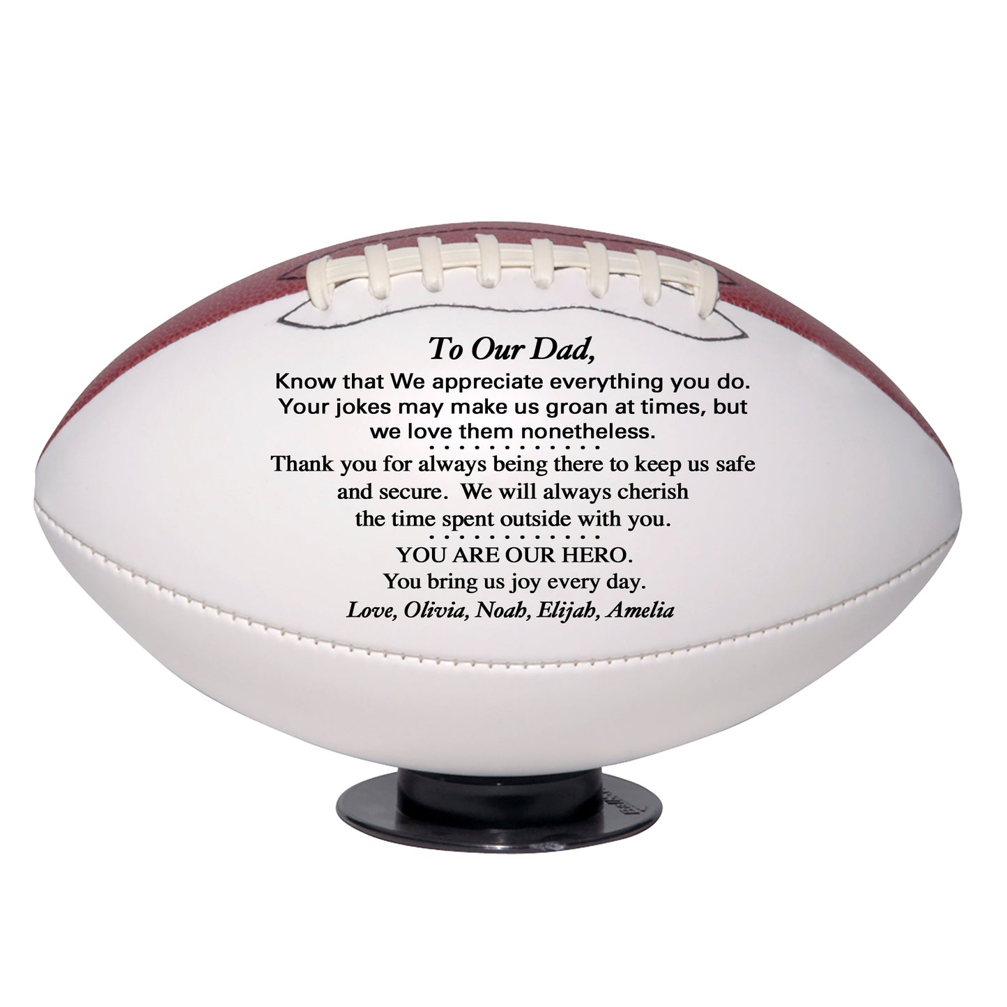Father's Day Personalized Football from son, daughter or kids. Custom Football for Dad
