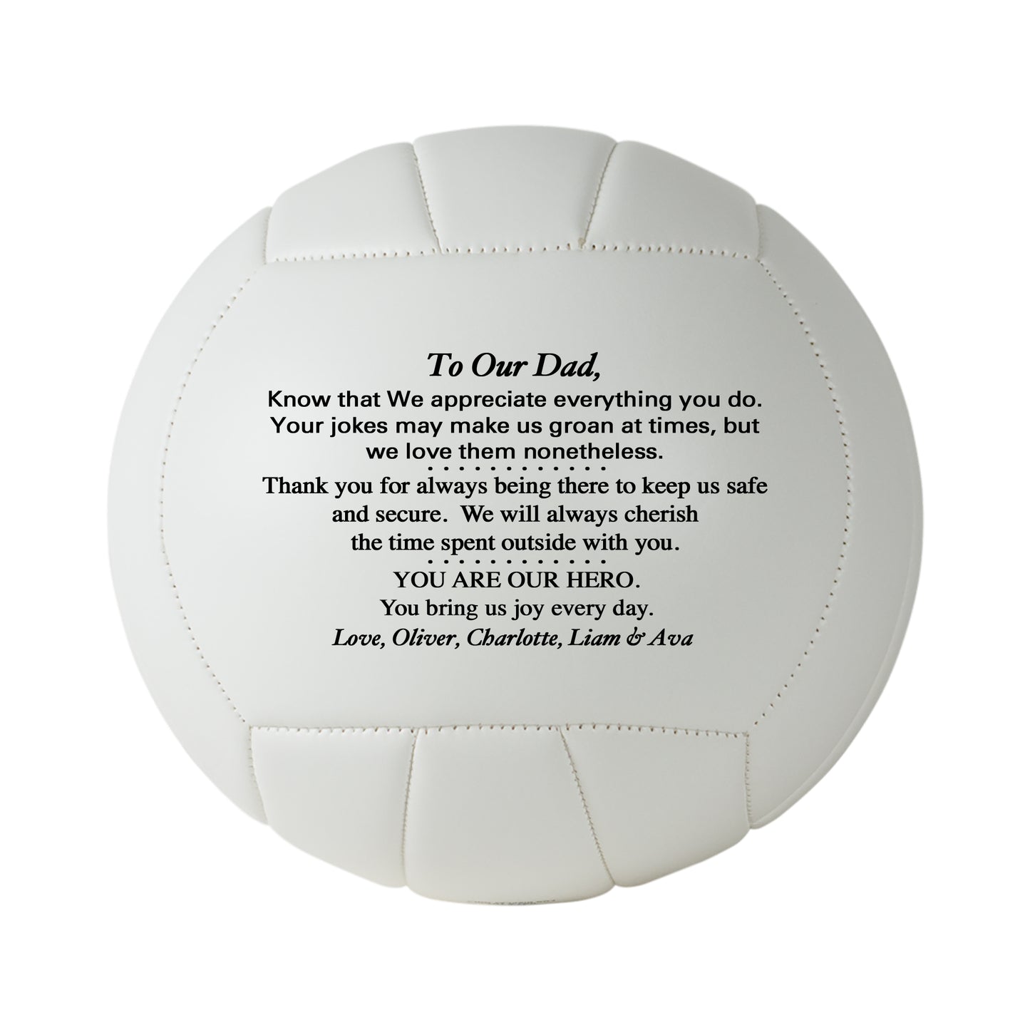 Father's Day Personalized Volleyball from son, daughter or kids. Custom Volleyball for Dad