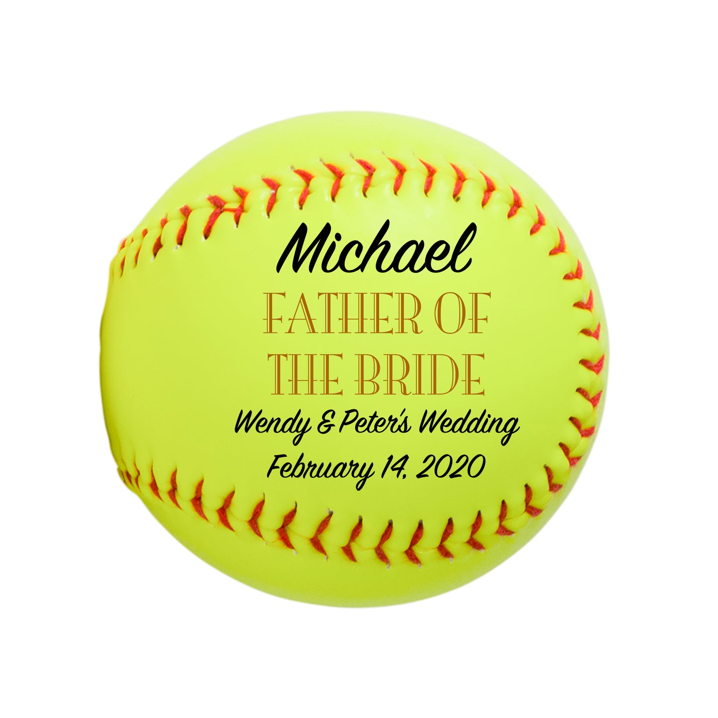 Personalized Wedding Softball Keepsake - Best Man - Ring Bearer - Groomsman Gifts