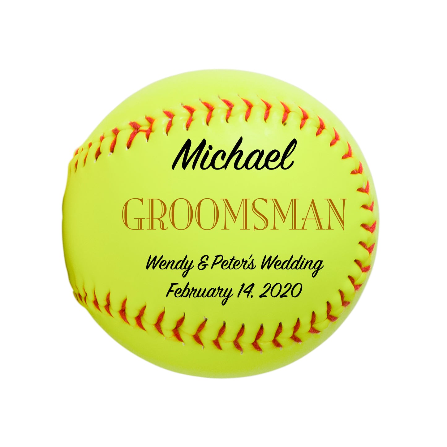 Personalized Wedding Softball Keepsake - Best Man - Ring Bearer - Groomsman Gifts