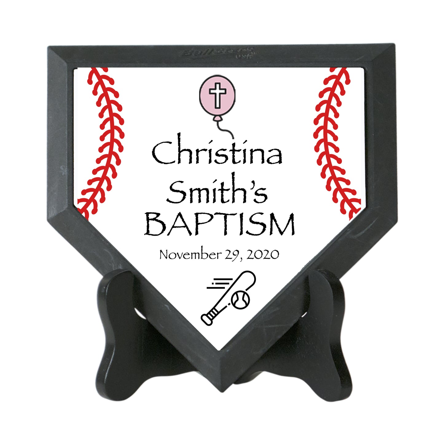 Baptism Baseball Softball Home Plate Keepsake Gift For Boy or Girl - Godparent Gift - Godfather Gift - Godmother Gift - Nursery Baseball