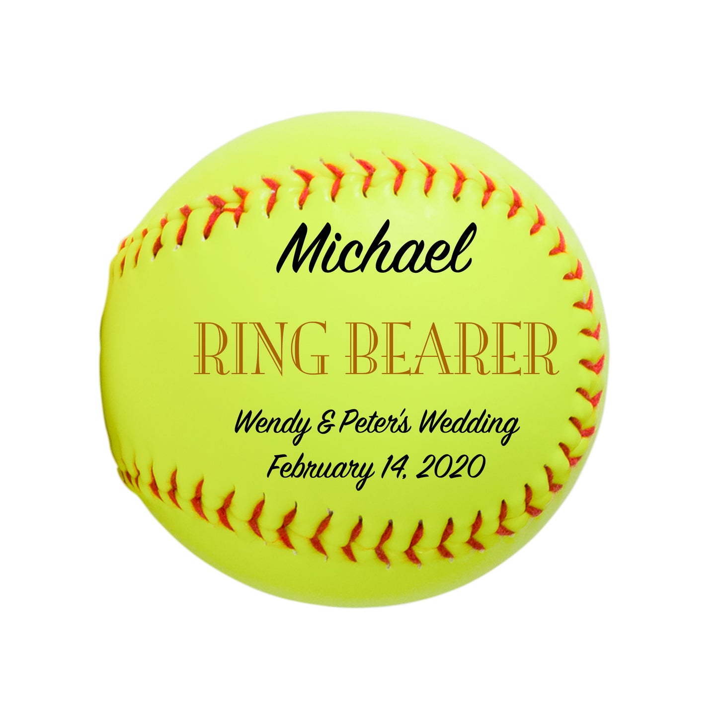 Personalized Wedding Softball Keepsake - Best Man - Ring Bearer - Groomsman Gifts