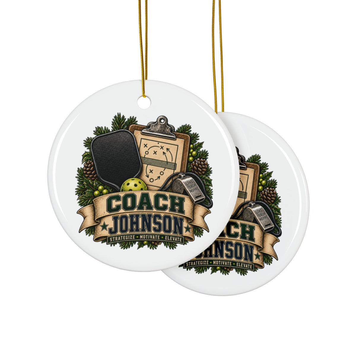Personalized Pickleball Coach Christmas Ornament, Custom Coach Name Ceramic Ornament, Pickleball Team Gift, Coach Appreciation Keepsake