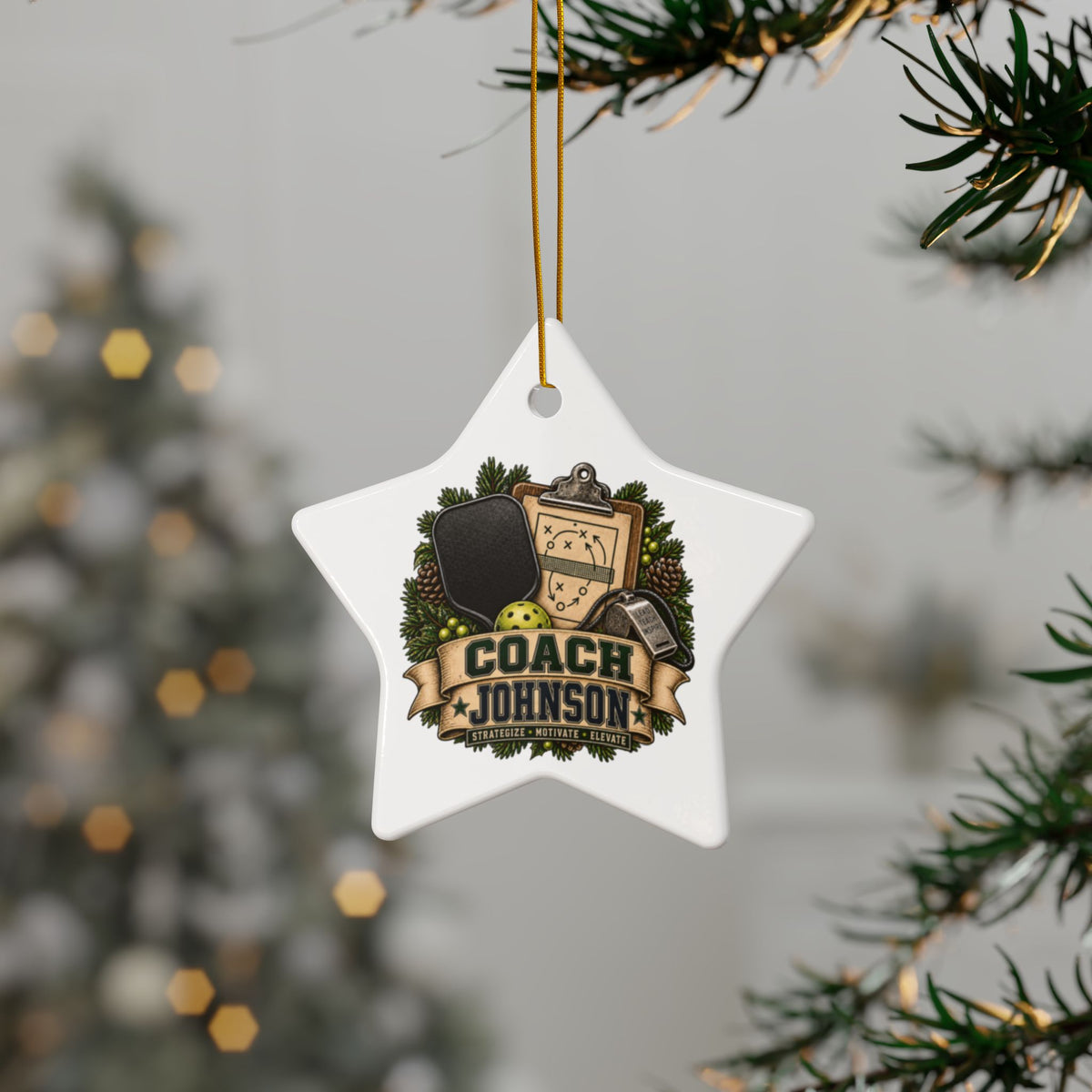 Personalized Pickleball Coach Christmas Ornament, Custom Coach Name Ceramic Ornament, Pickleball Team Gift, Coach Appreciation Keepsake