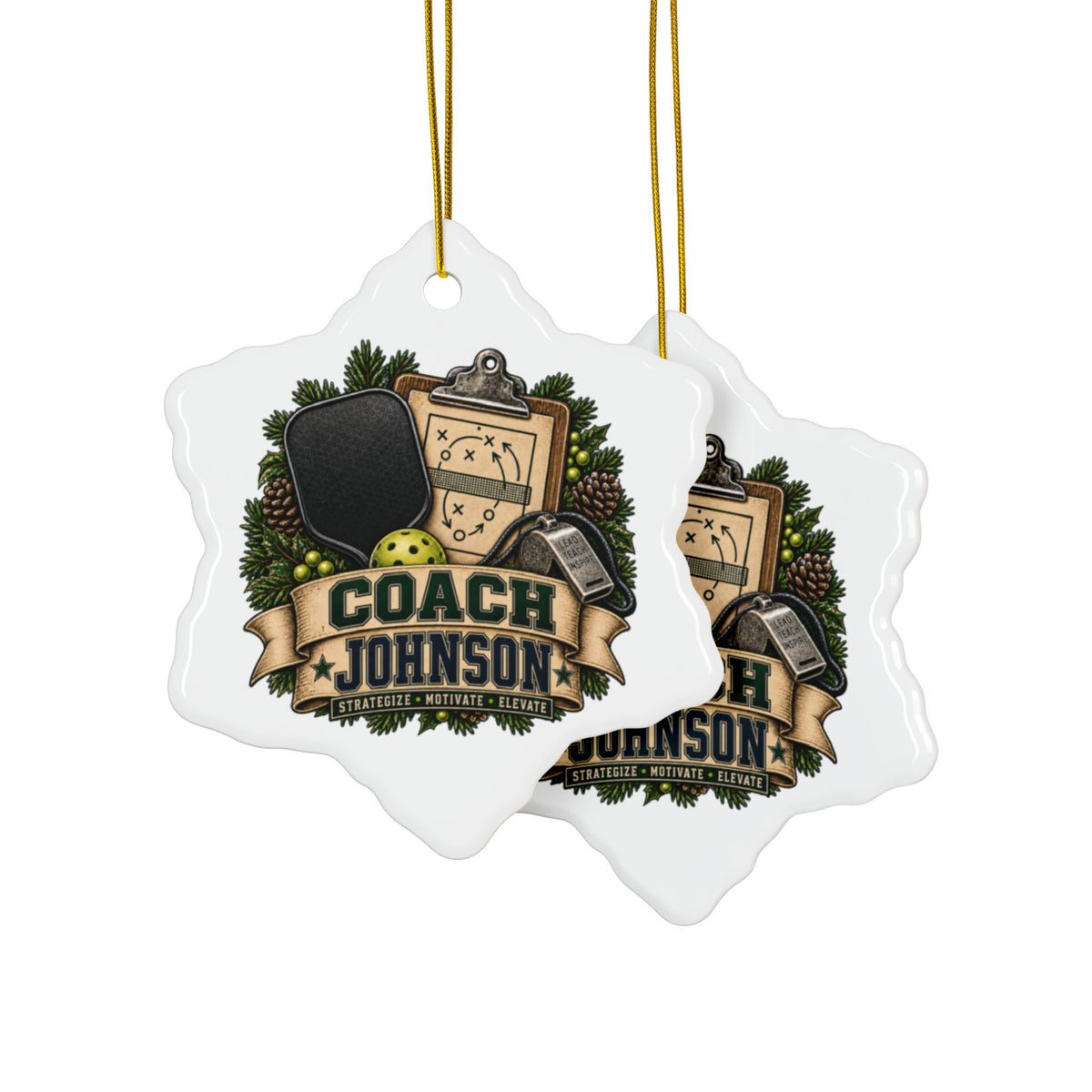 Personalized Pickleball Coach Christmas Ornament, Custom Coach Name Ceramic Ornament, Pickleball Team Gift, Coach Appreciation Keepsake