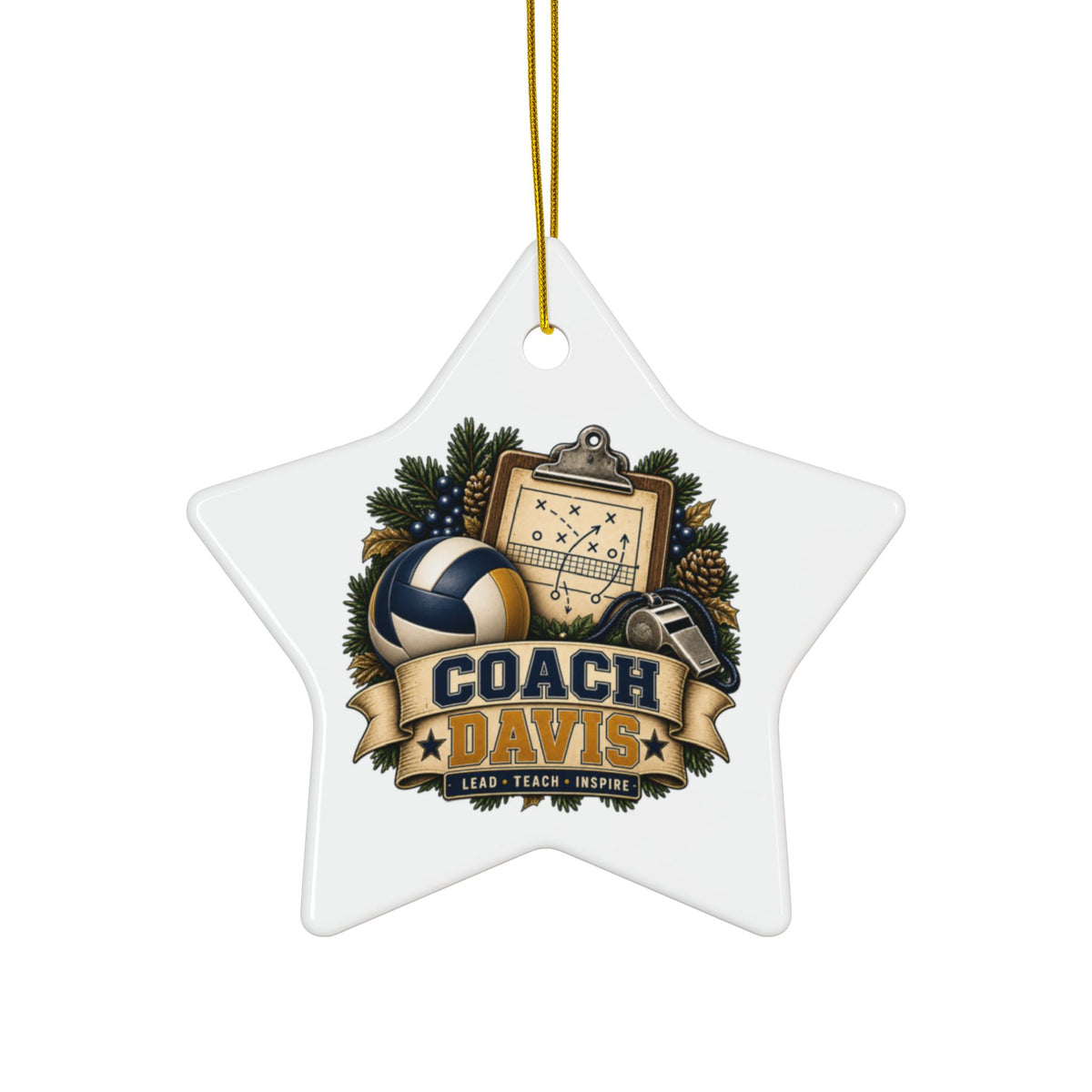 Volleyball Coach Ornament, Personalized Coach Gift, Coach Davis Christmas Ornament, Volleyball Team Gift, Double Sided Ceramic Keepsake