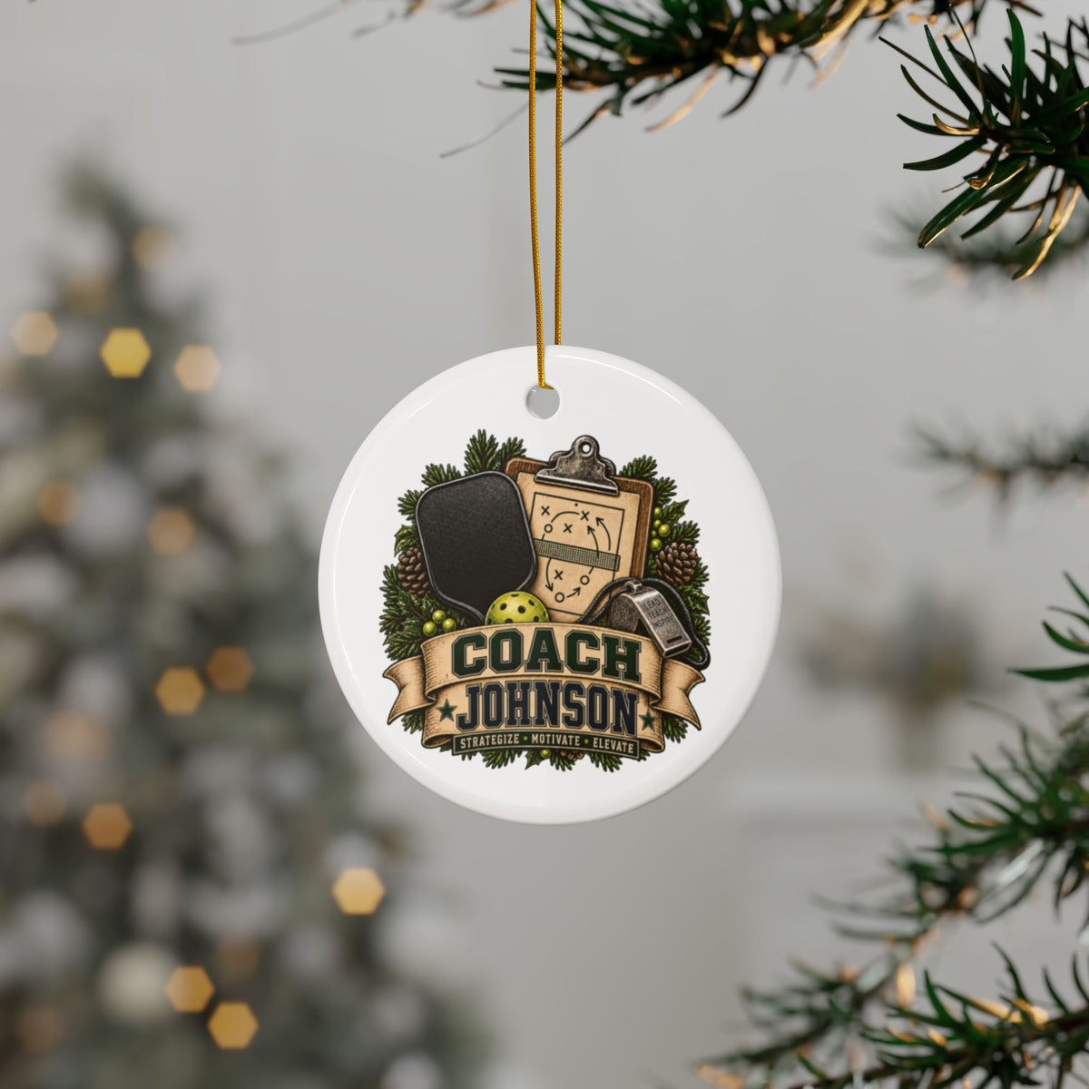 Personalized Pickleball Coach Christmas Ornament, Custom Coach Name Ceramic Ornament, Pickleball Team Gift, Coach Appreciation Keepsake
