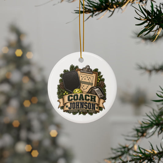 Personalized Pickleball Coach Christmas Ornament, Custom Coach Name Ceramic Ornament, Pickleball Team Gift, Coach Appreciation Keepsake