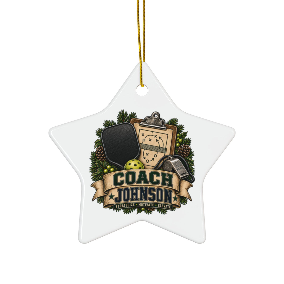 Personalized Pickleball Coach Christmas Ornament, Custom Coach Name Ceramic Ornament, Pickleball Team Gift, Coach Appreciation Keepsake