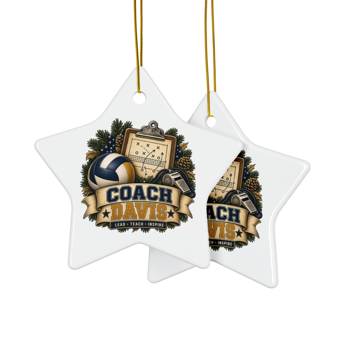 Volleyball Coach Ornament, Personalized Coach Gift, Coach Davis Christmas Ornament, Volleyball Team Gift, Double Sided Ceramic Keepsake