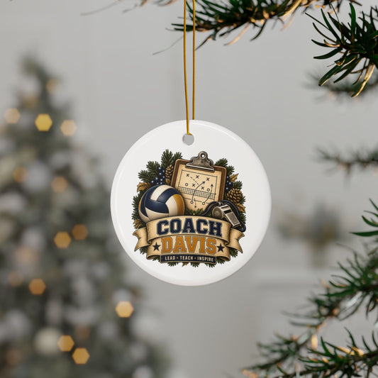 Volleyball Coach Ornament, Personalized Coach Gift, Coach Davis Christmas Ornament, Volleyball Team Gift, Double Sided Ceramic Keepsake