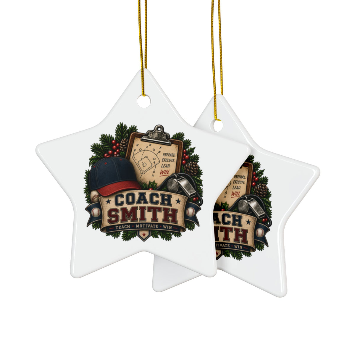 Baseball Coach Christmas Ornament, Personalized Coach Smith Gift, Ceramic Sports Ornament, Baseball Team Coach Appreciation Gift, 3 Inch