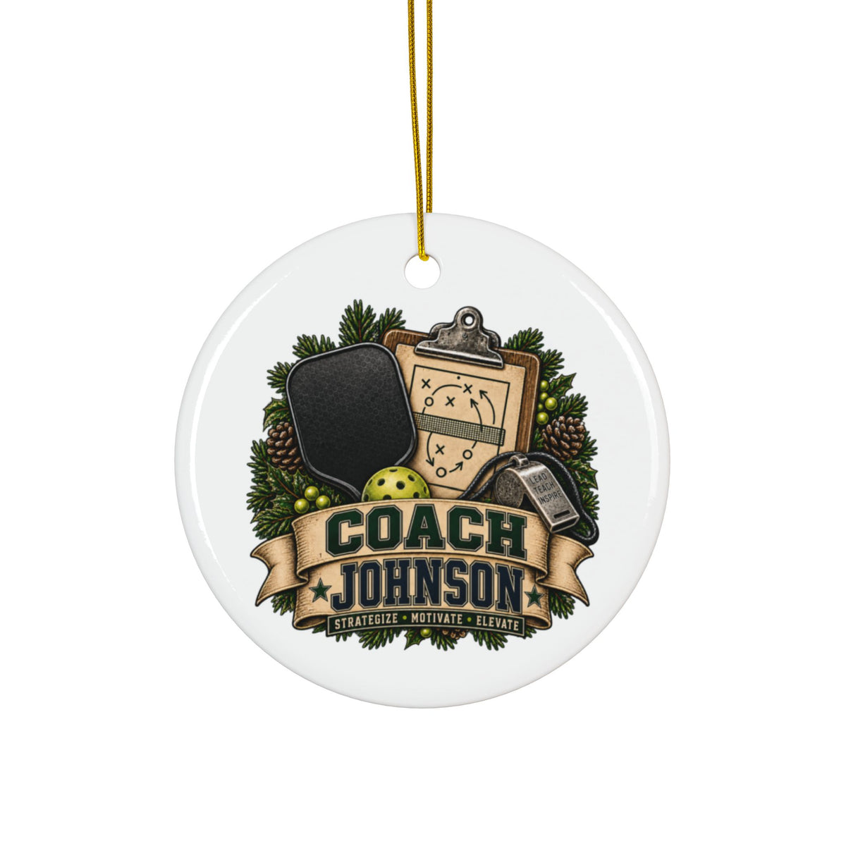 Personalized Pickleball Coach Christmas Ornament, Custom Coach Name Ceramic Ornament, Pickleball Team Gift, Coach Appreciation Keepsake
