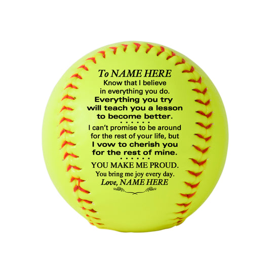 Personalized Granddaughter Softball Keepsake - To Our Grandson - To My Grandson - To Our Son - To My Son