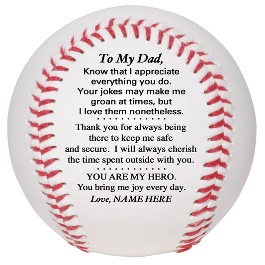 Father's Day Personalized Baseball from son, daughter or kids.  Custom Baseball for Dad