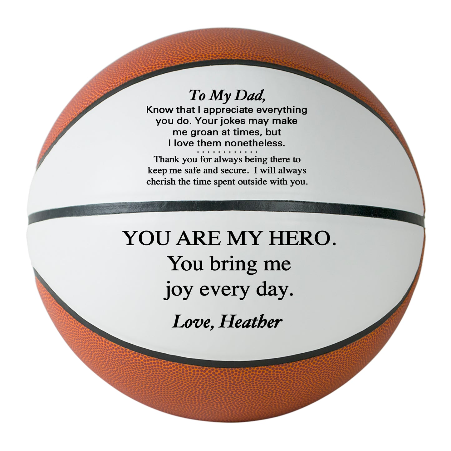 Father's Day Personalized Basketball from son, daughter or kids.  Custom Basketball for Dad