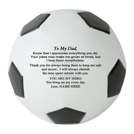 Father's Day Personalized Soccer Ball from son, daughter or kids.  Custom Soccer Ball for Dad