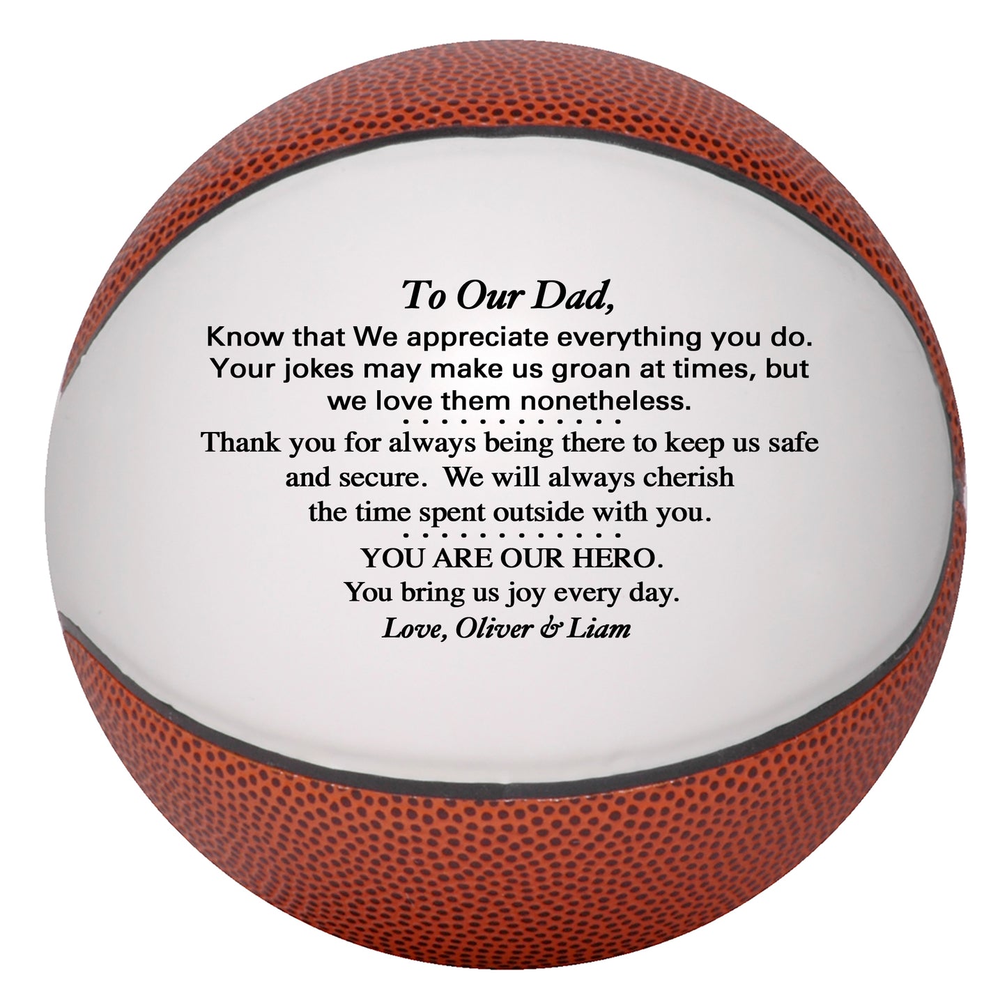 Father's Day Personalized Basketball from son, daughter or kids.  Custom Basketball for Dad