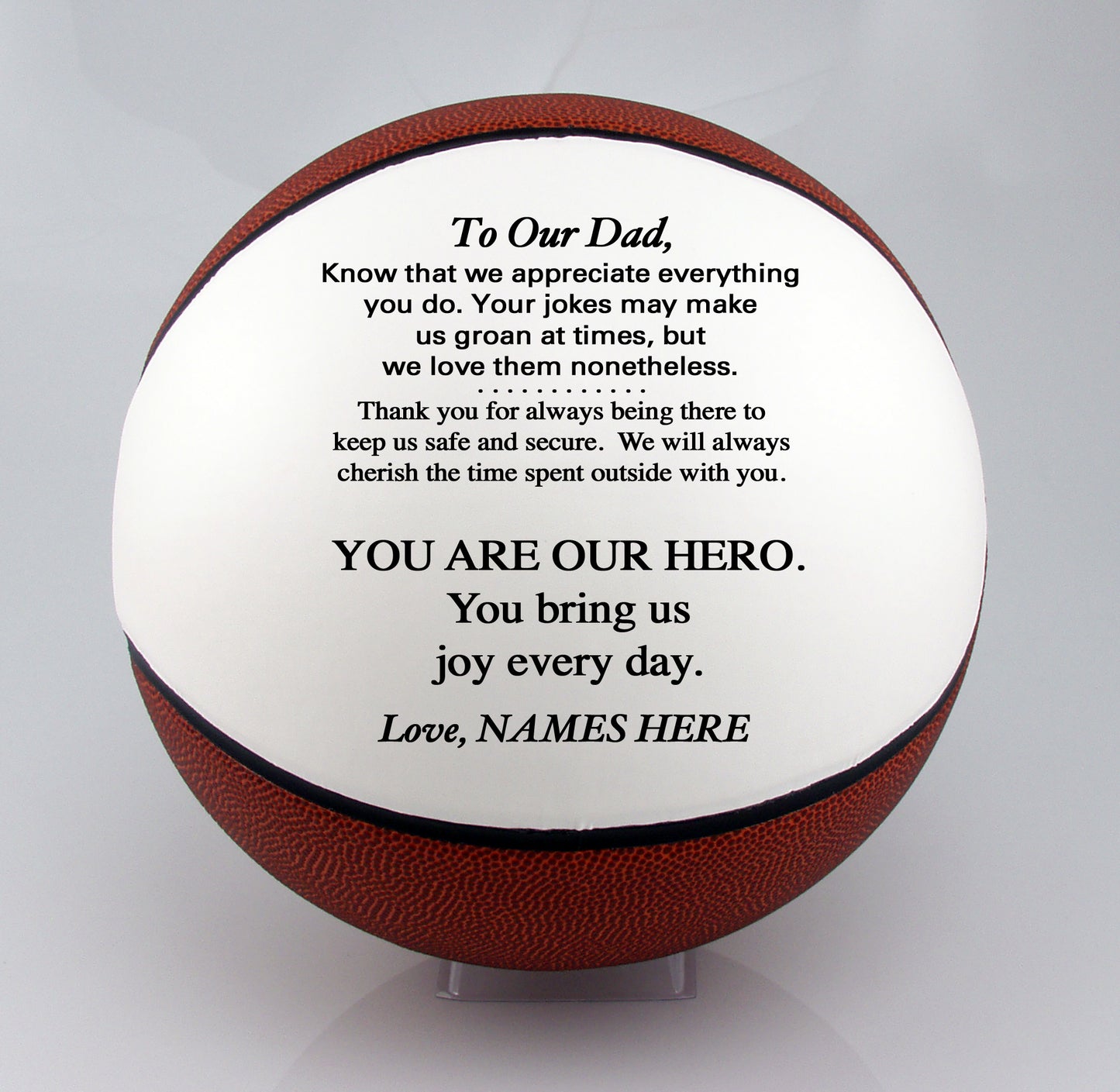 Father's Day Personalized Basketball from son, daughter or kids.  Custom Basketball for Dad