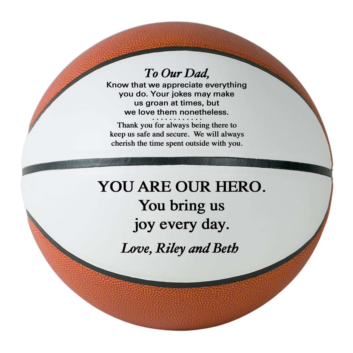 Father's Day Personalized Basketball from son, daughter or kids.  Custom Basketball for Dad