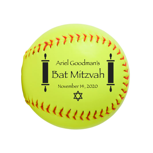 Bar Mitzvah and Bat Mitzvah Softball Keepsake Gift