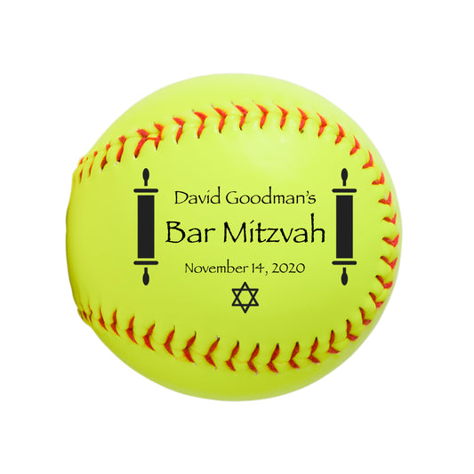 Bar Mitzvah and Bat Mitzvah Softball Keepsake Gift