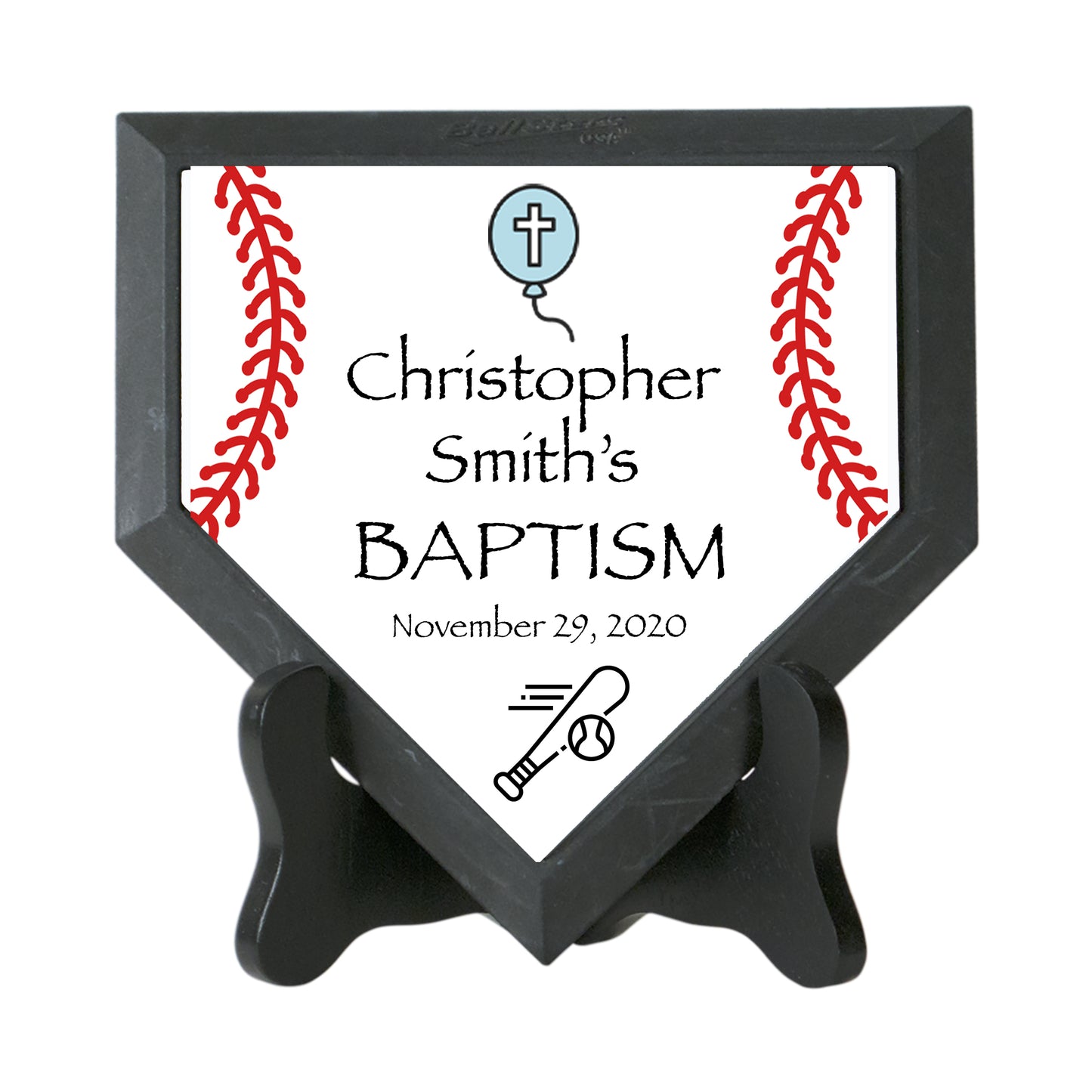 Baptism Baseball Softball Home Plate Keepsake Gift For Boy or Girl - Godparent Gift - Godfather Gift - Godmother Gift - Nursery Baseball